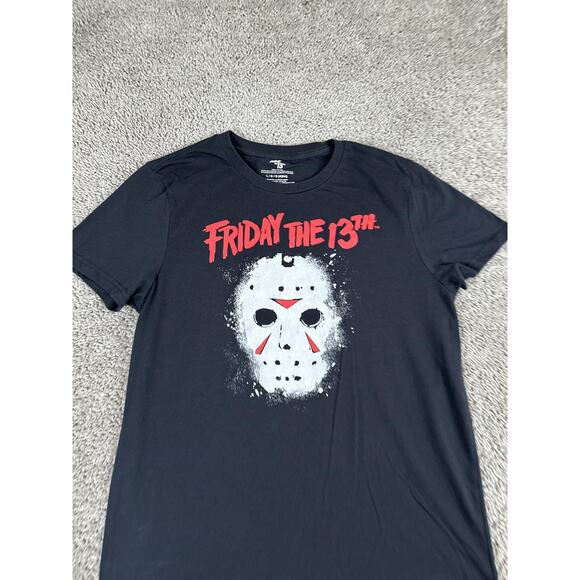 Friday the 13th Shirt Mens Large Black Jason Voorhees Mask Horror Graphic Tee - Picture 3 of 8